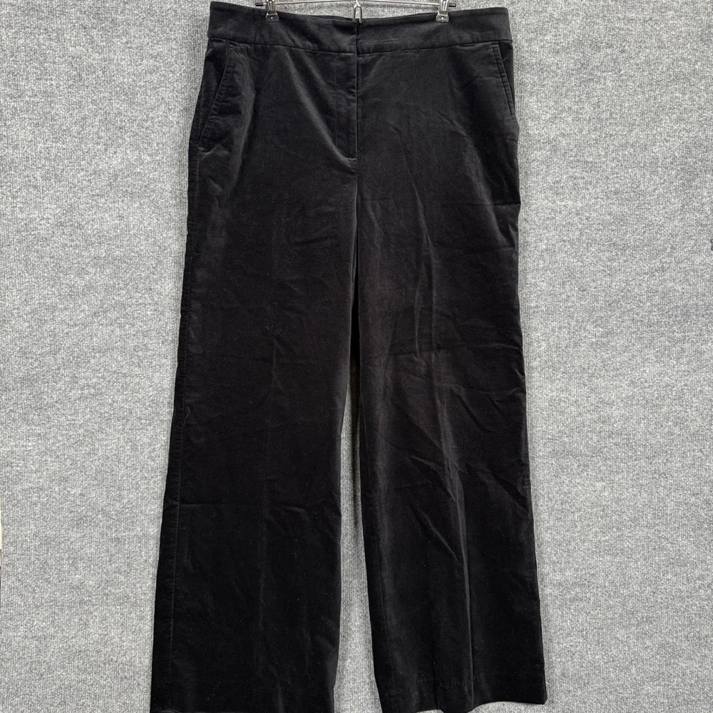 Talbots Size 16‎ Pants Flared Black Velour Velvet Wide Leg Casual Whimsigoth